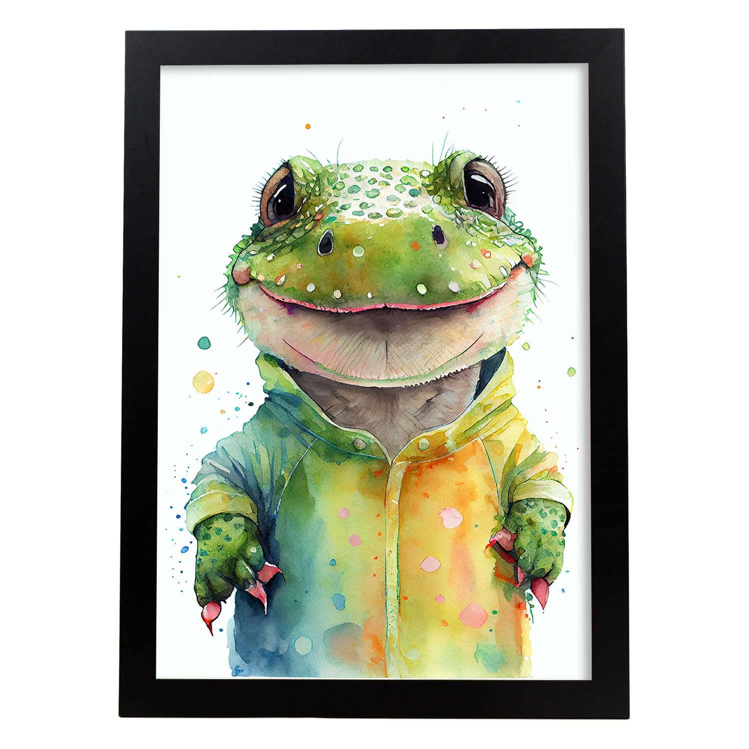 Nacnic Poster Con Anatroccolo In Stile Acquerello, Formato A4 Con Cornice Bianca, Illustrazione Per Cameretta Bambini, Carta Premium 250g