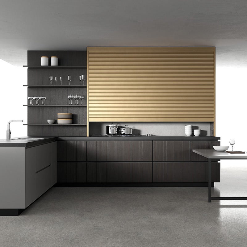 Système rideau coulissant pour meuble haut de cuisine - kit aluminium avec cassette - Décor : Alu satiné -ITAR - 5