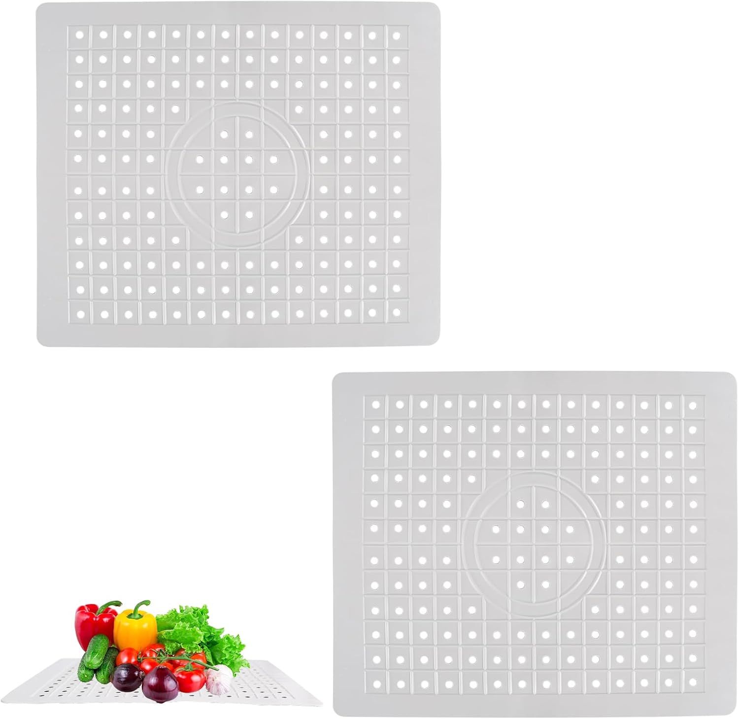 2 sztuki gumowych mat pod zlew kuchenny, 12,5" x 10,25" Ochraniacz zlewu kuchennego (jasnoszary - prostokąt)