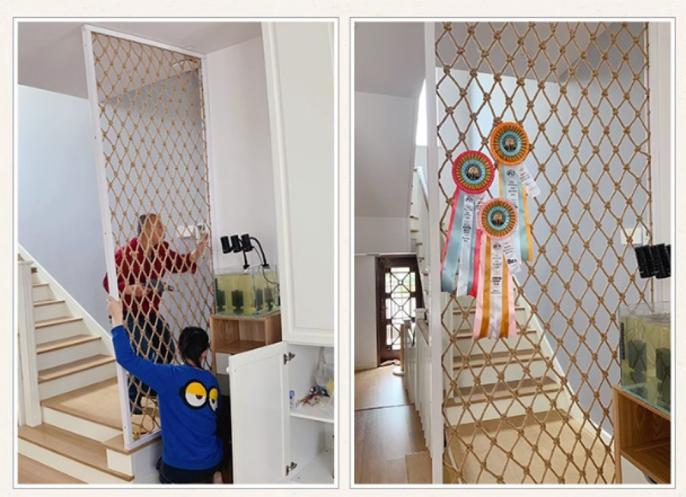 (Dimensioni: 1 * 1 m (3 * 3 piedi)) Rete di protezione per bambini in corda di canapa per balcone Rete di sicurezza per bambini anticaduta Rete da so - 5