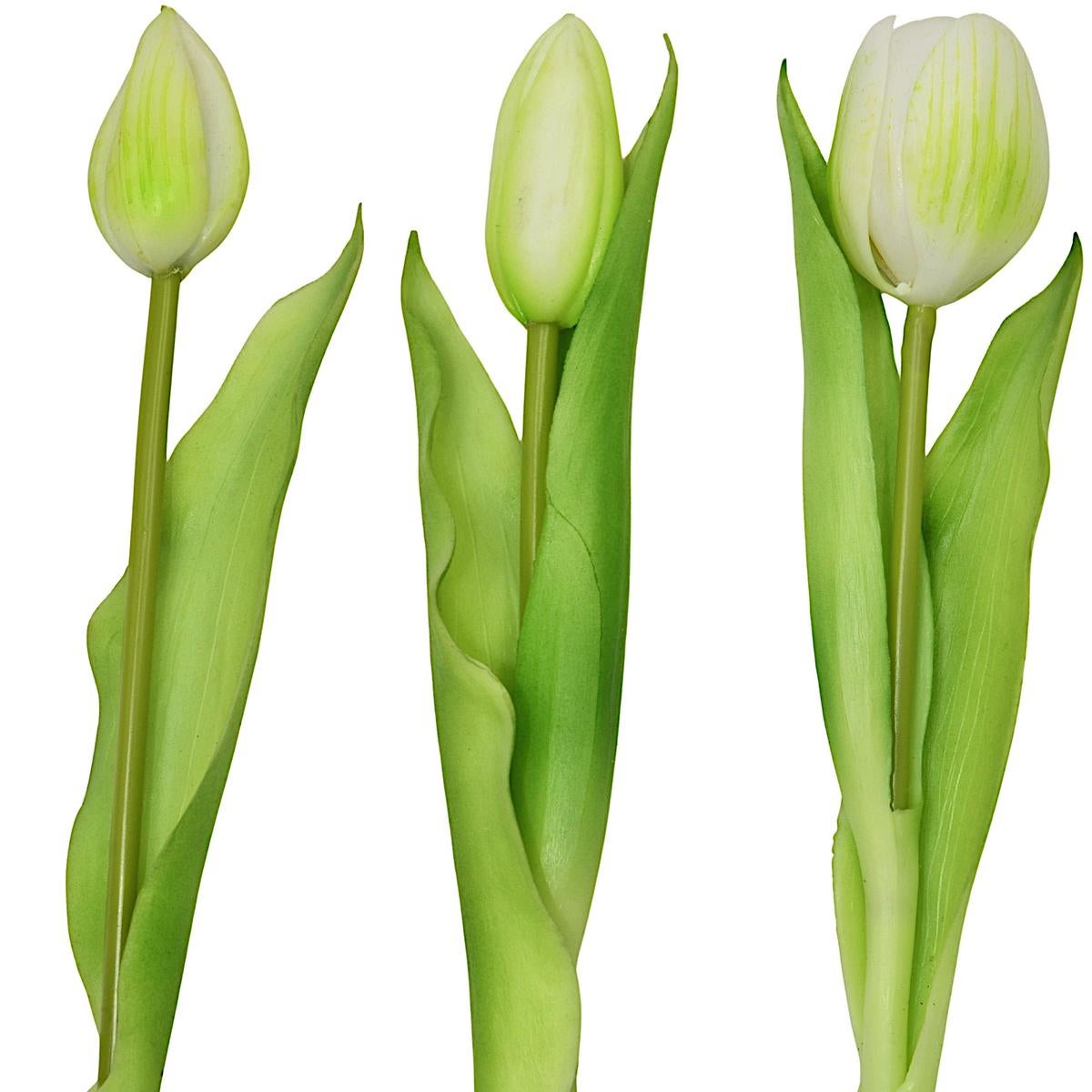 Sztuczny bukiet tulipanów białych 31 cm - kwiaty dekoracyjne do wazonu 7 sztuk