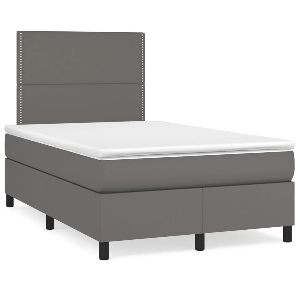 Maison Exclusive - Sommier à lattes de lit avec matelas Gris 120x200 cm Similicuir - 7