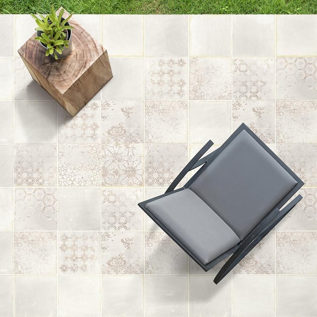 Gres Porcellanato Interno/Esterno Piastrella Effetto Terracotta. Decor Bianco Terracotta 20x20