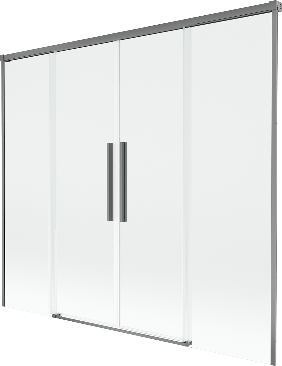 Mexen Rox parawan nawannowy 2-skrzydłowy rozsuwany 170 x 150 cm, transparent, gun metal - 8C9-170-002-95-00