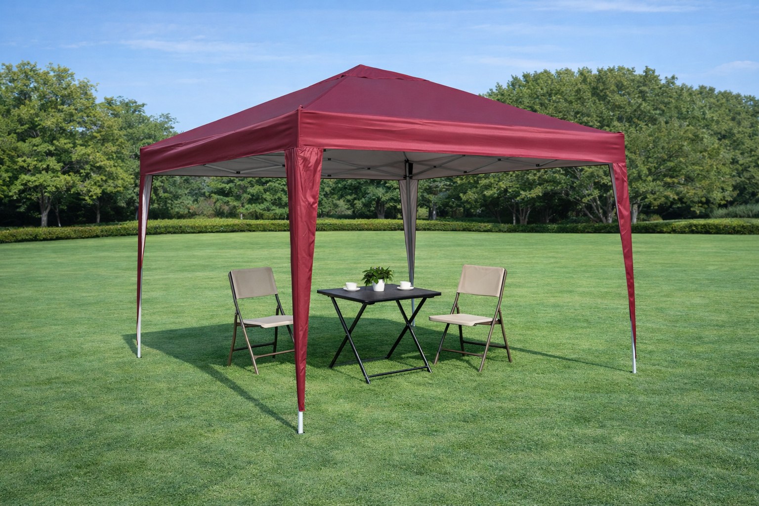 Gazebo pliant 3x3 m bourgogne, stable hivernal, UV 50+, 4 murs, 4 sacs. Pour jardin. - 5