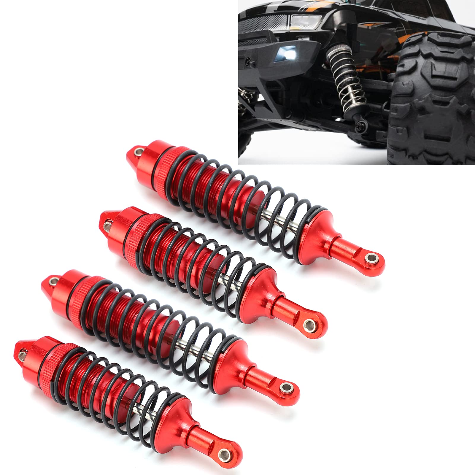 Set ammortizzatori anteriori posteriori per Traxxas Slash 4x4/Huanqi 727 Mountain Rat Truck (rosso) - 2
