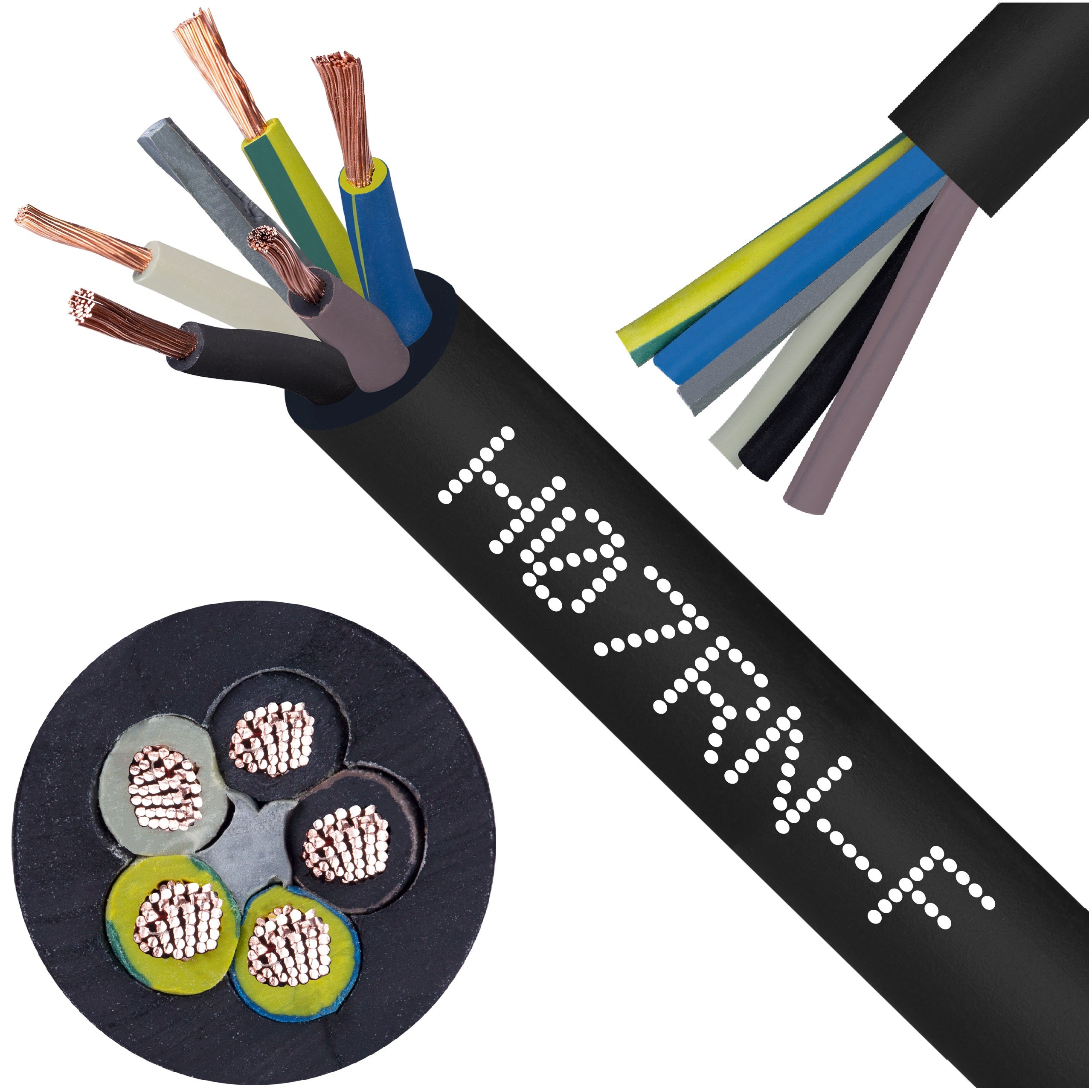 Kabel przemysłowy gumowy OnPD / H07RN-F 5x2,5mm2 czarny 450/750V zewnętrzny olejoodporny linka Elektrokabel 100m