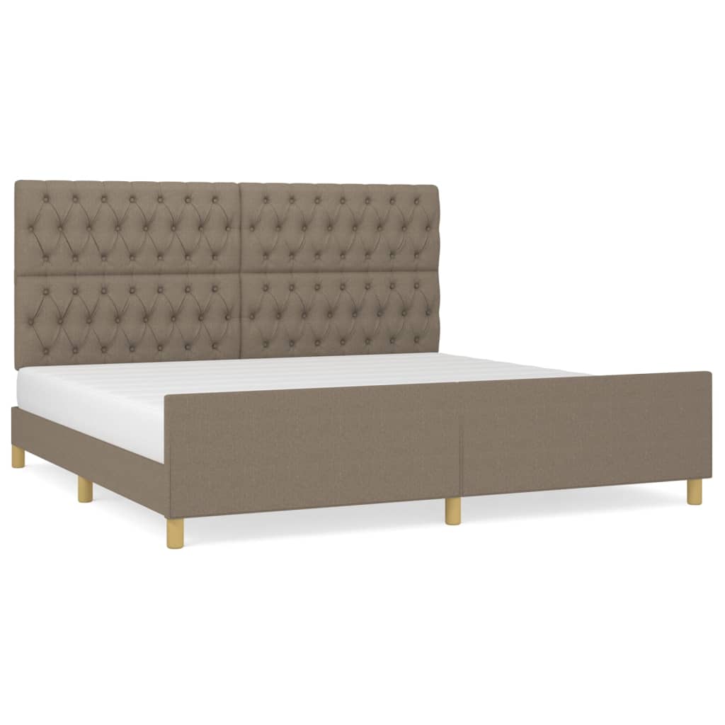 Cadre de lit sans matelas ni tête de lit taupe 200 x 200 cm tissu - 2