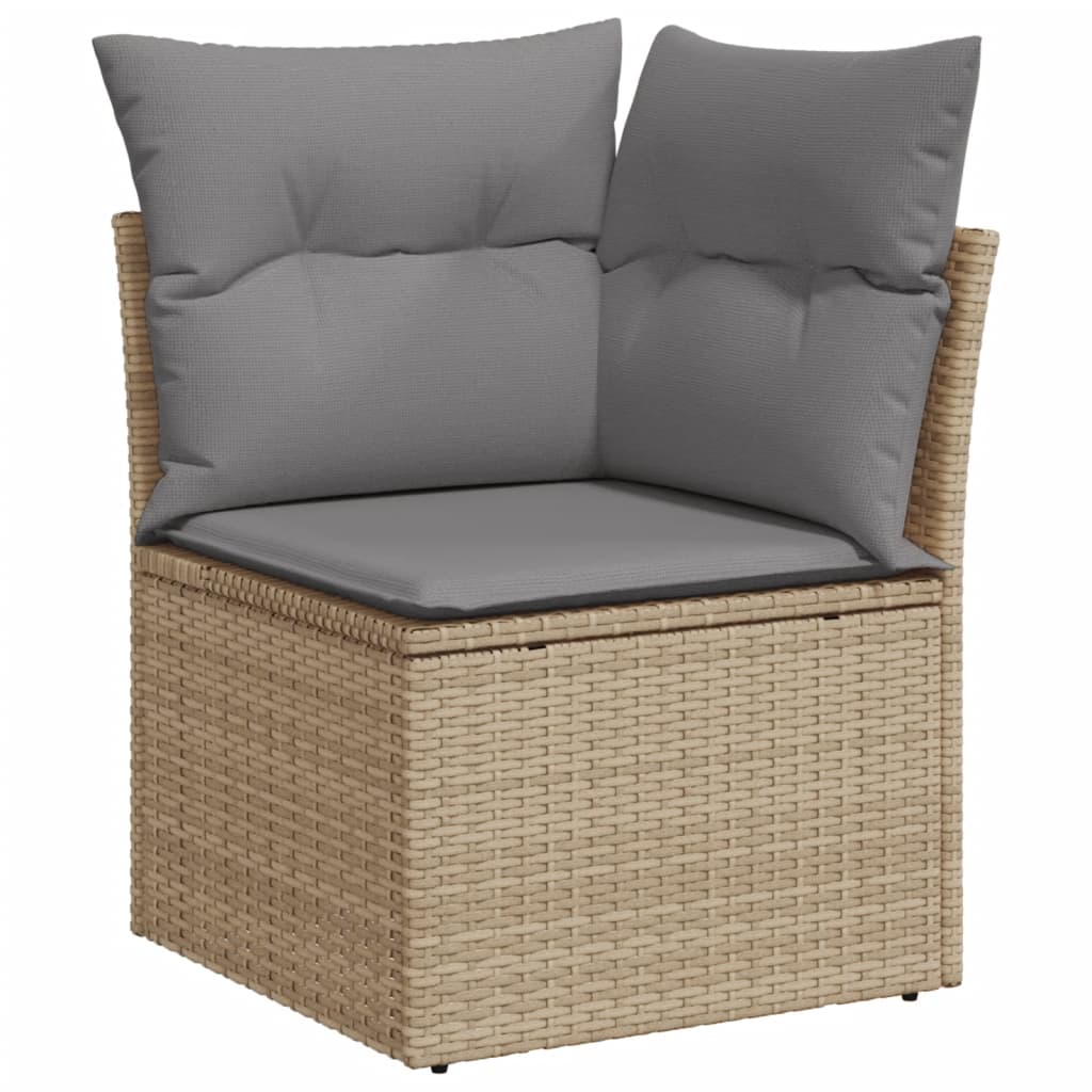 Salon de jardin avec coussins, 9 pièces, beige, en résine tressée - 4