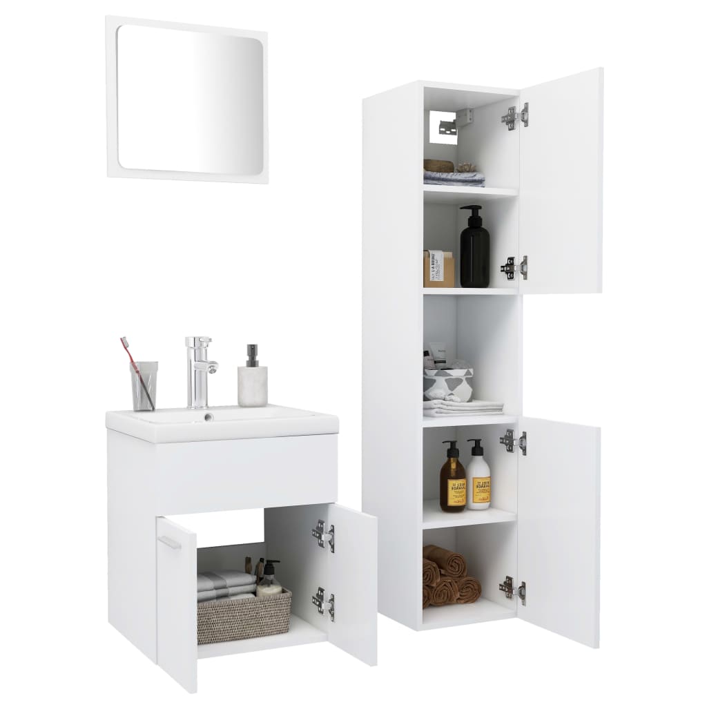 Maison Exclusive - Set Mobili da Bagno Bianco in Legno Multistrato - 3