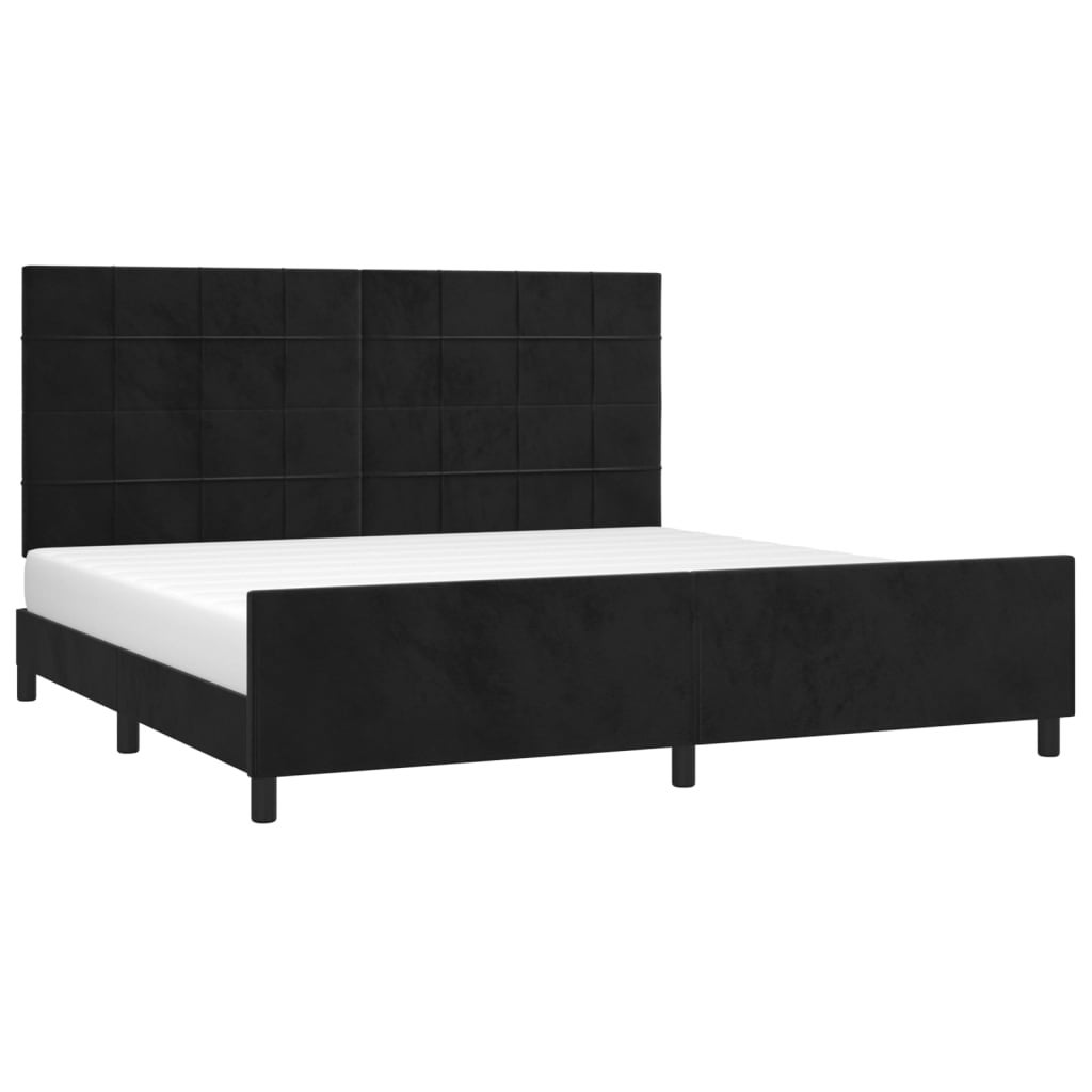 Cadre de lit sans matelas noir 200 x 200 cm en velours - 3