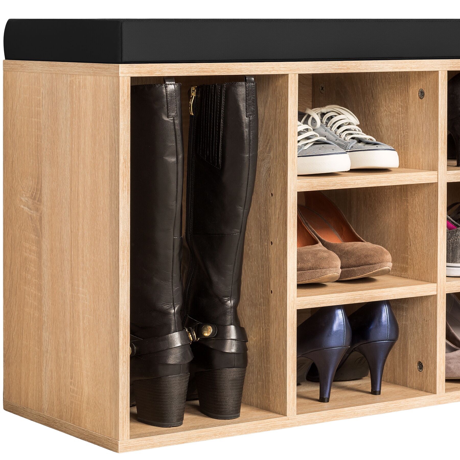Meuble à chaussures en bois MDF banc de rangement avec coussin d'assise 103,5 x 48 x 30 cm TECTAKE - 3