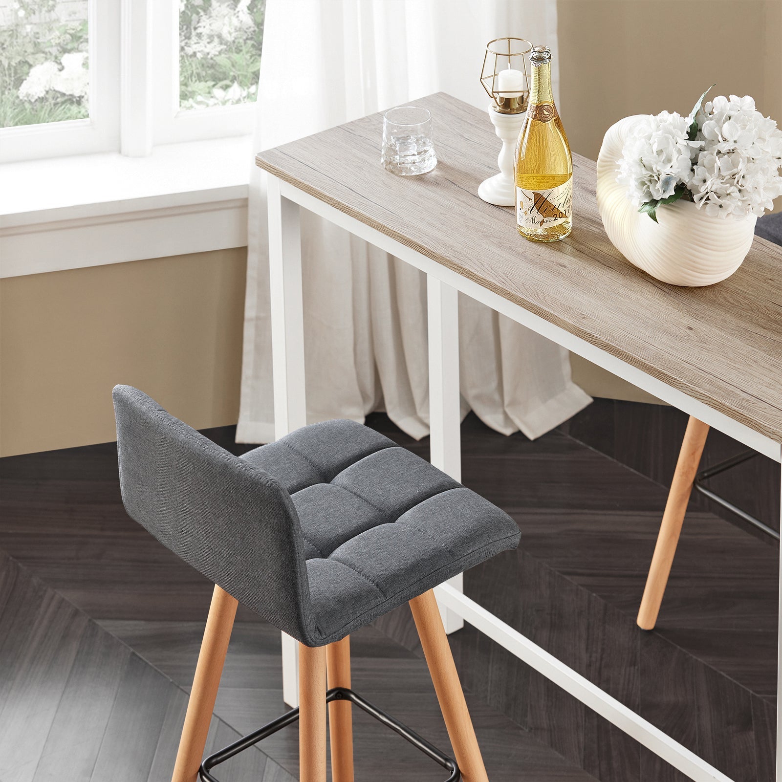 SoBuy Lot de 2 Tabourets de Bar Cuisine Dossier Repose-Pieds Haute qualité, FST50-DGx2 - 7