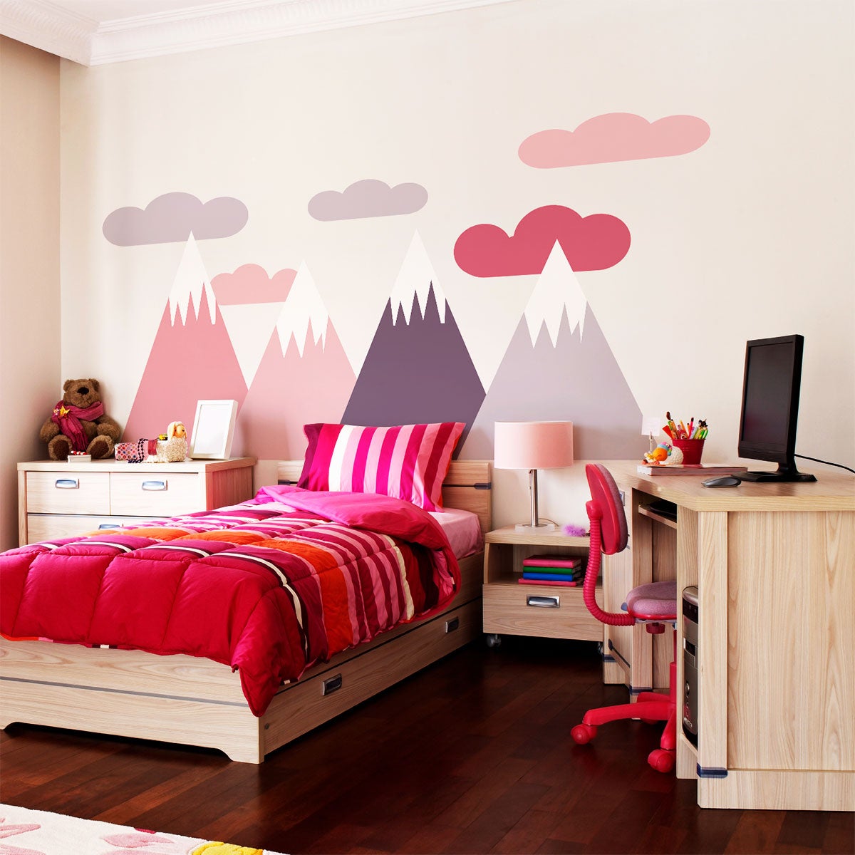 Vinilo niño escandinavo de montaña loka - adhesivo de pared - revestimiento sticker mural decorativo - 90x135cm - 5