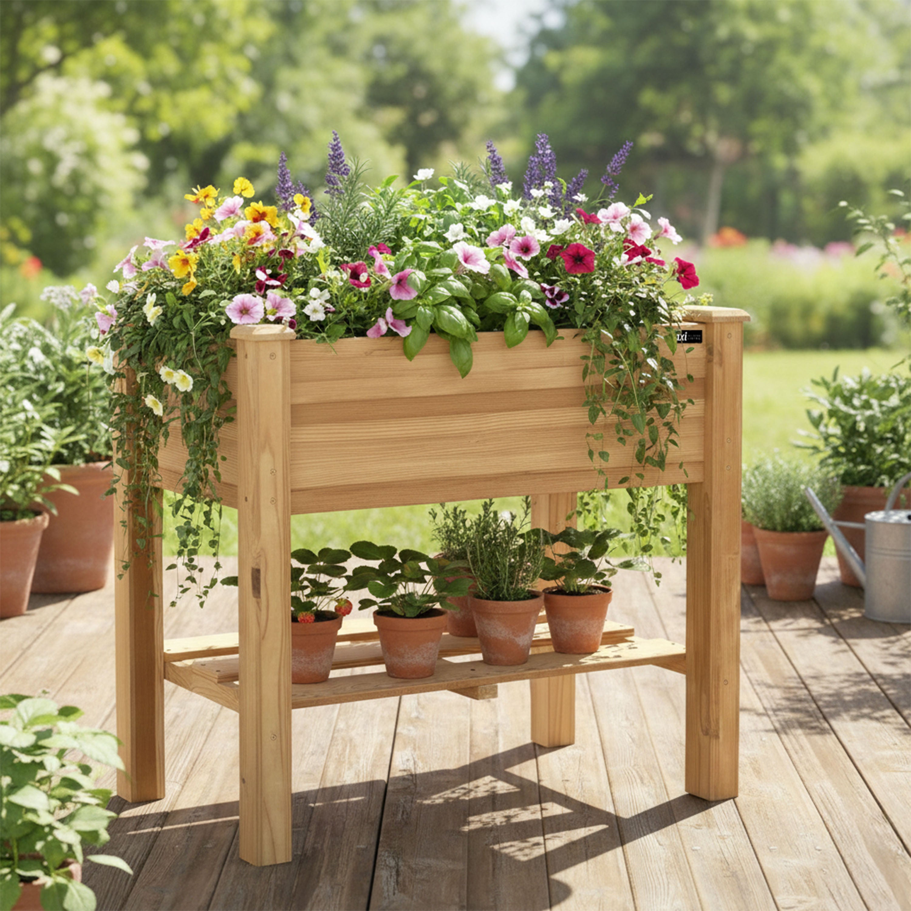 Axi Ari Table De Culture Avec Etagère De Rangement, En Bois, Marron | Potager Surélevé / Jardinière, Légumes Pour L'Extérieur / Jardin / Balcon / - 3