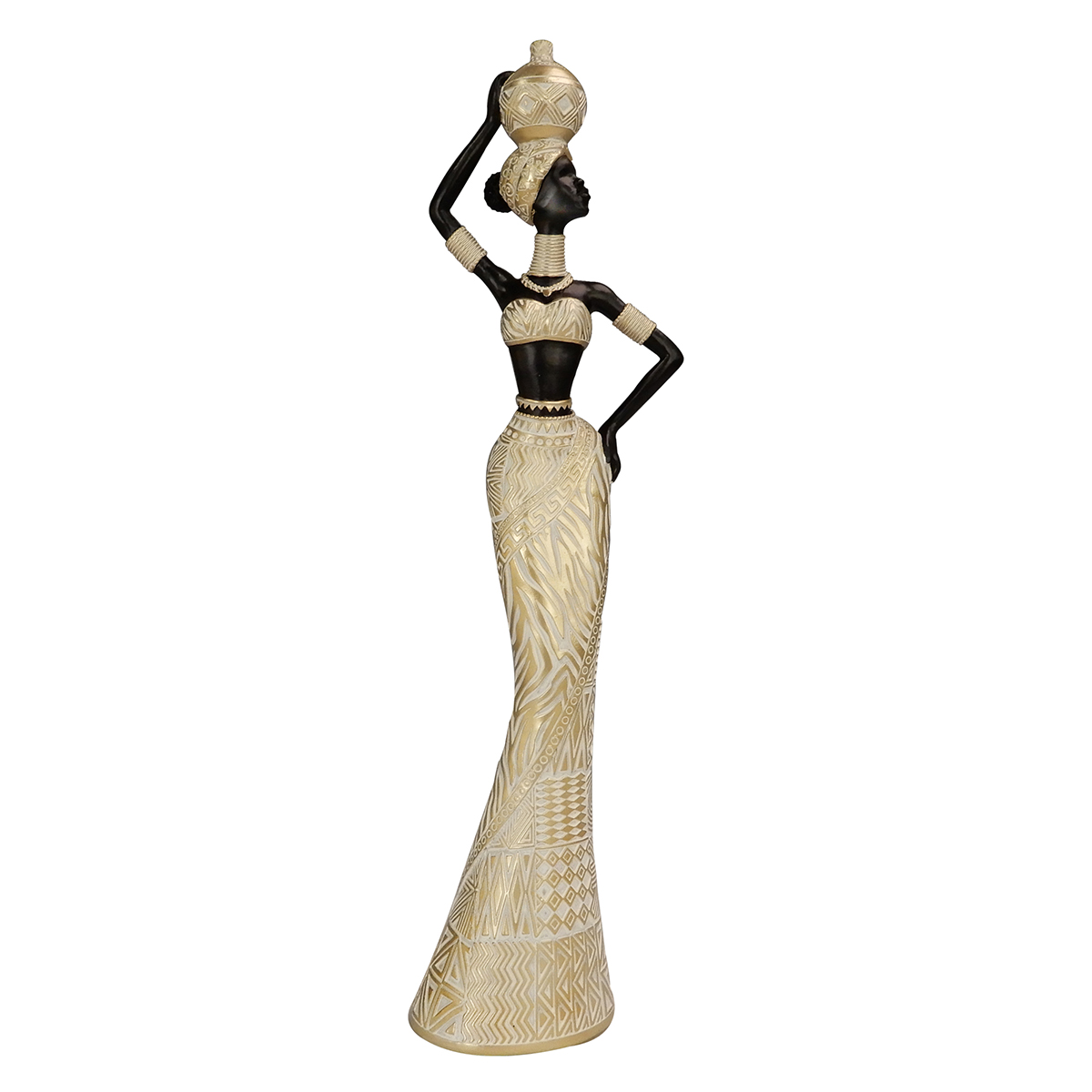 Origen home decor - figura africana figuras | africanas y elefantes marrón - 36x7x10 cm