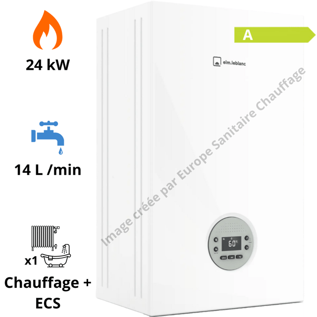 Chaudière gaz murale condensation Oxylis (ex-Mégalis) GVA IC 24-30 GVA C Elm Leblanc Version Chaudière Nue ( sans dosseret, sans ventouse )