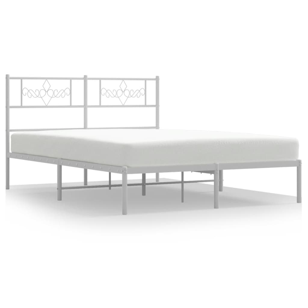 Łózko Metalowe Białe Rama Łózka Metalowa Ze Stelażem 140x200 cm
