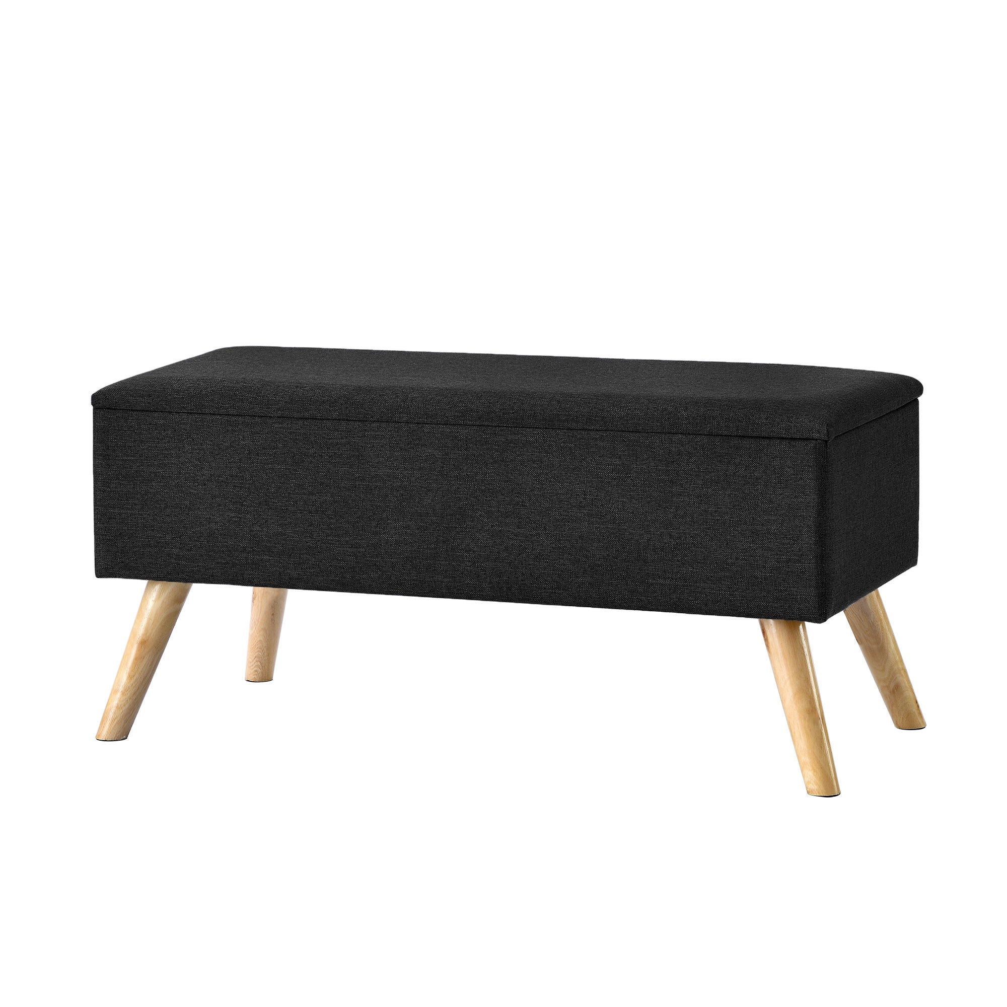 Banc de Rangement Ottoman Coussin Rembourré Coffre de Rangement Rabattable 2 Tiroirs en Bois Charnière de Sécurité Supporte 150 kg Marron