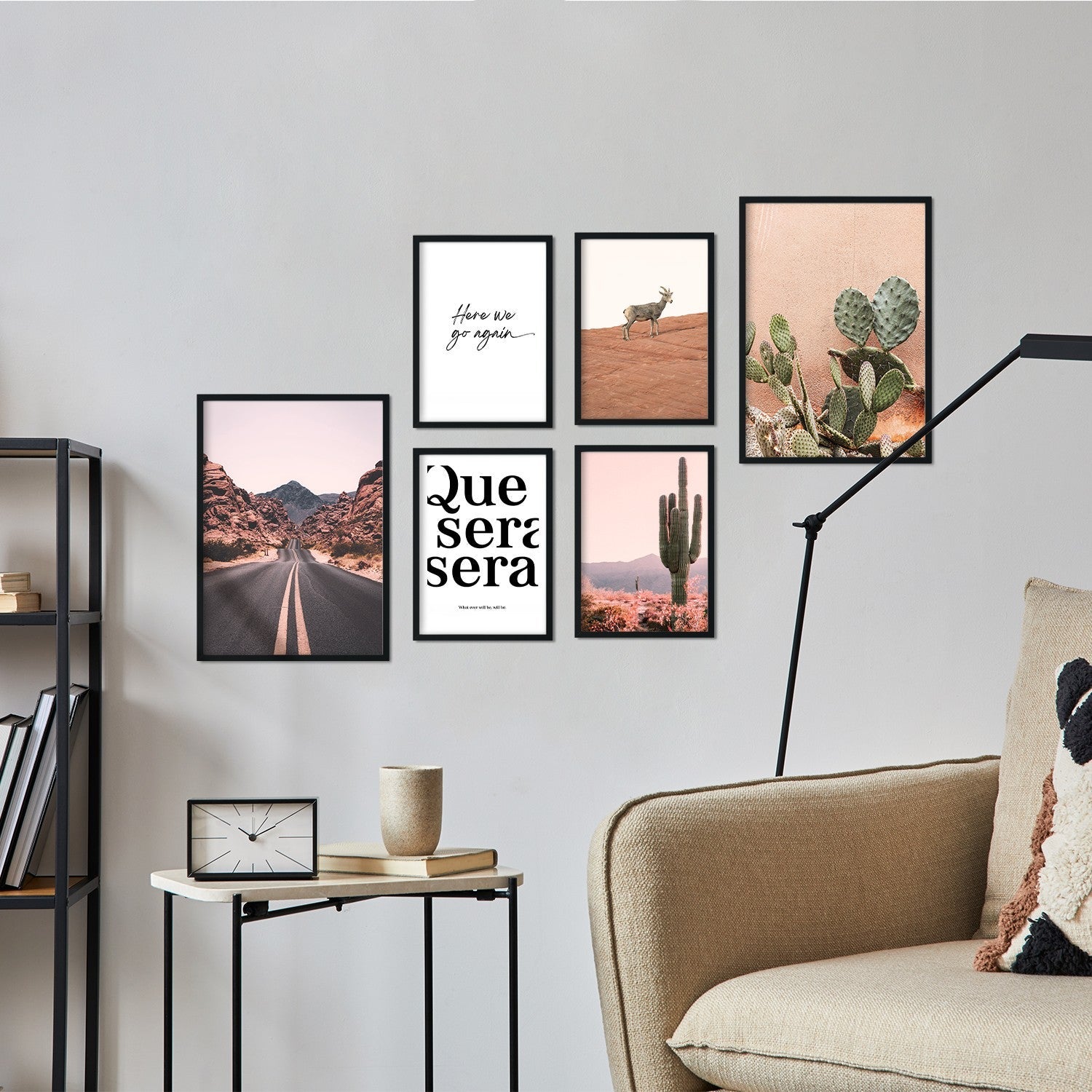 Conjunto 6 pósteres fotografias desierto mexico impresion arte mural cuadros decorativos salon dormitorio habitacion a3 y a4. marco negro