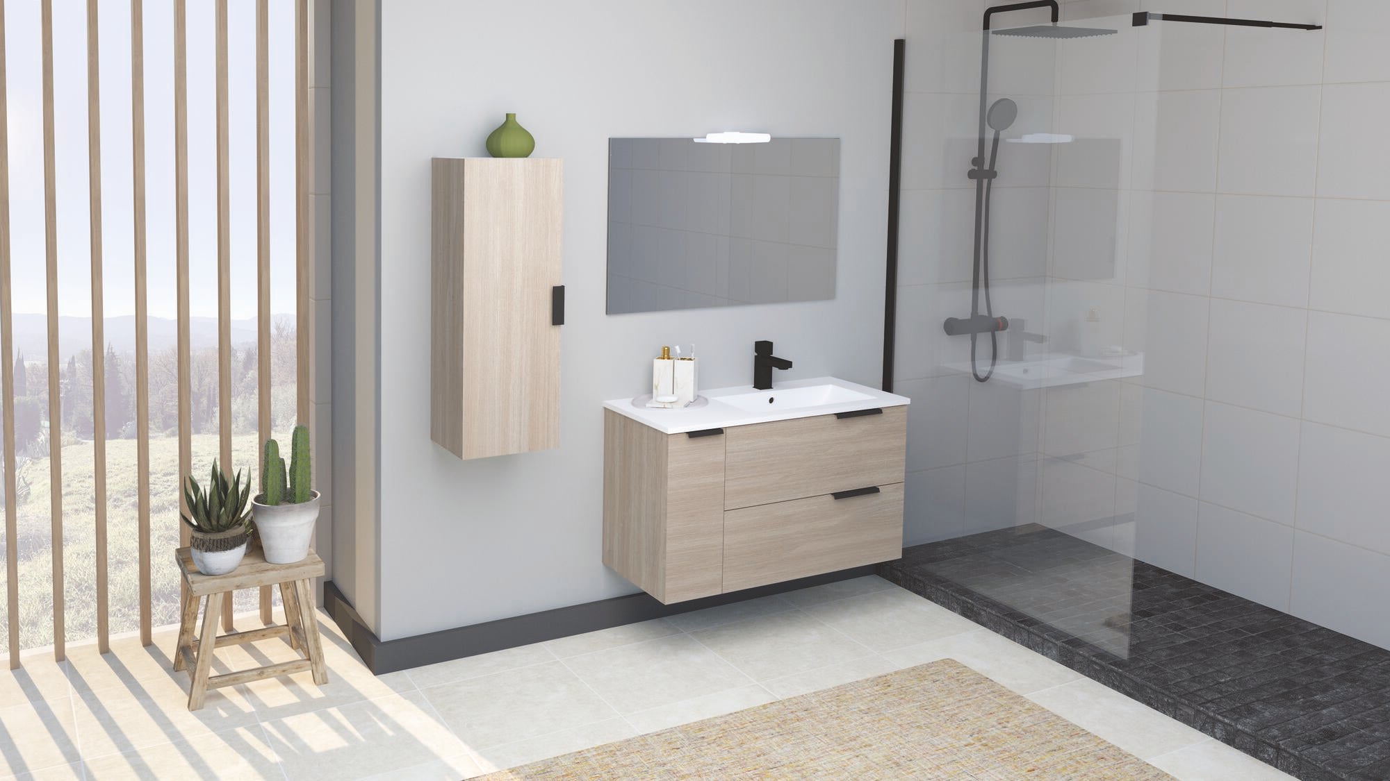ONDEE - Mezza colonna sospesa ROBIN - L30cm - Rovere chiaro ...