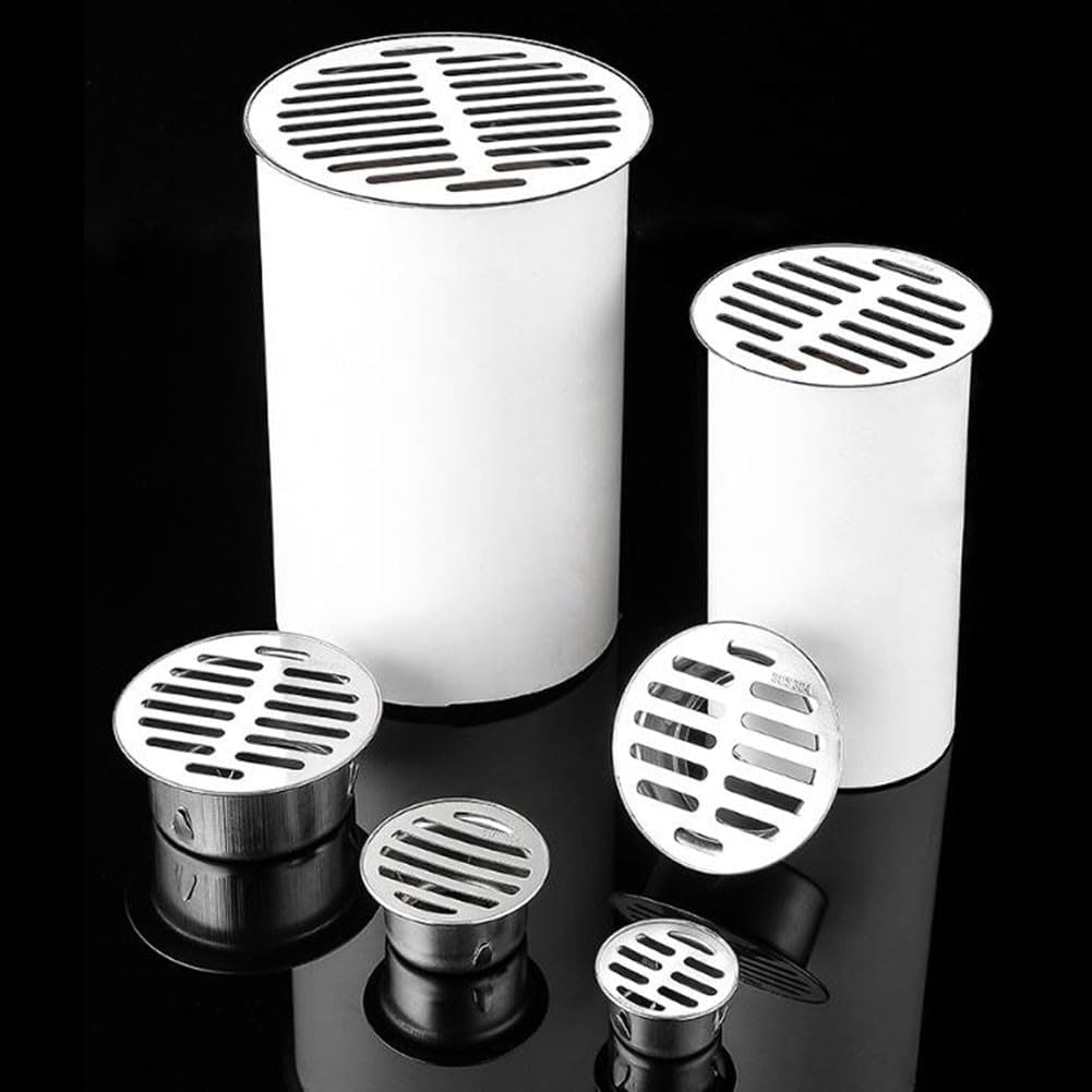 Ralo de piso redondo de aço inoxidável de 90 mm, antibloqueio, para telhado externo com grande deslocamento para jardim - 3