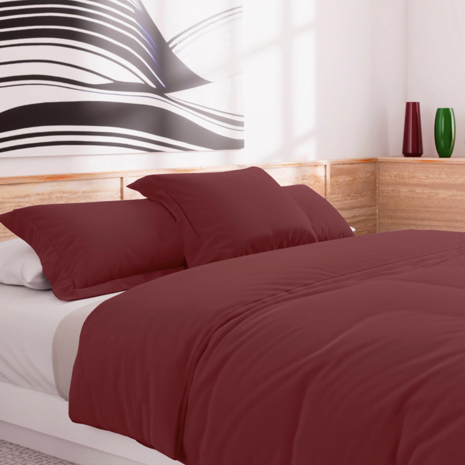 Housse de couette en coton 57 fils 240x220 cm Uni brique, par Soleil d'Ocre - 2