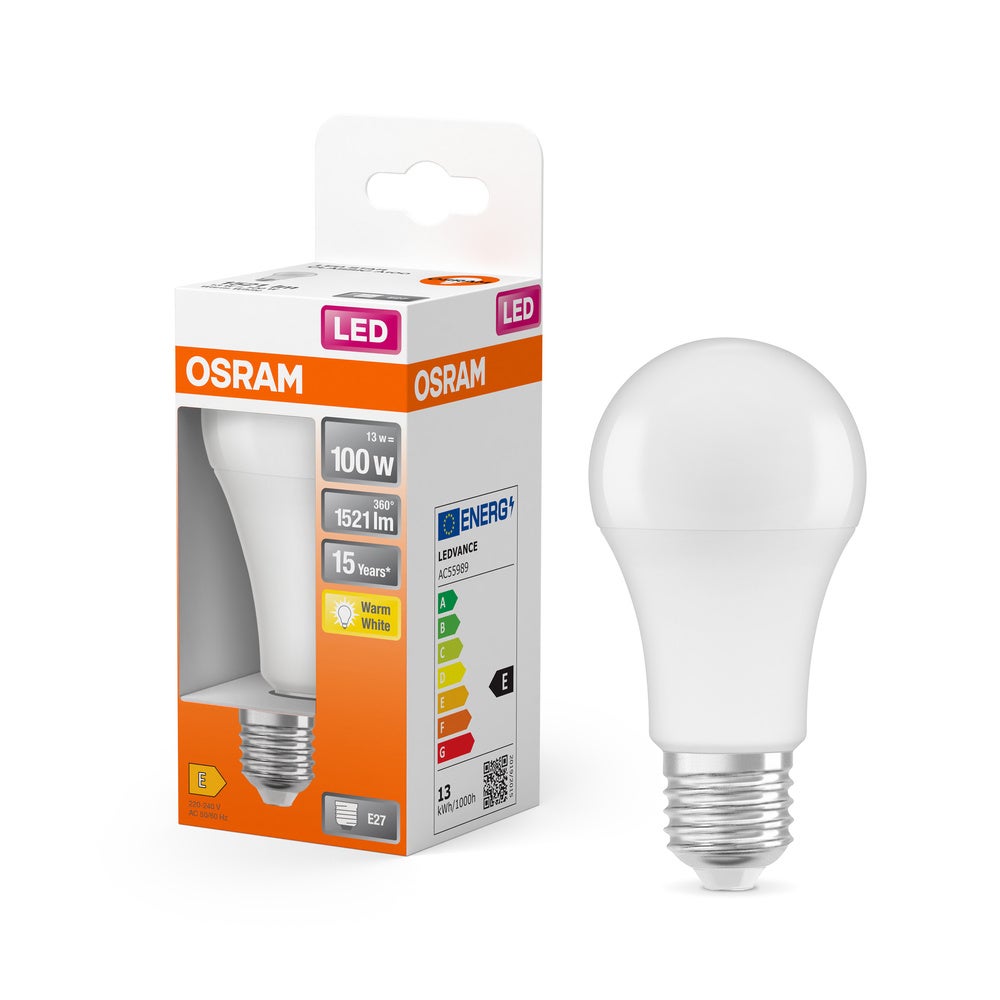 OSRAM Ampoule LED - E27 - Warm White - 2700 K - 13 W - remplacement pour 100-W-Incandescent bulb - givré - LED STAR CLASSIC A - 4