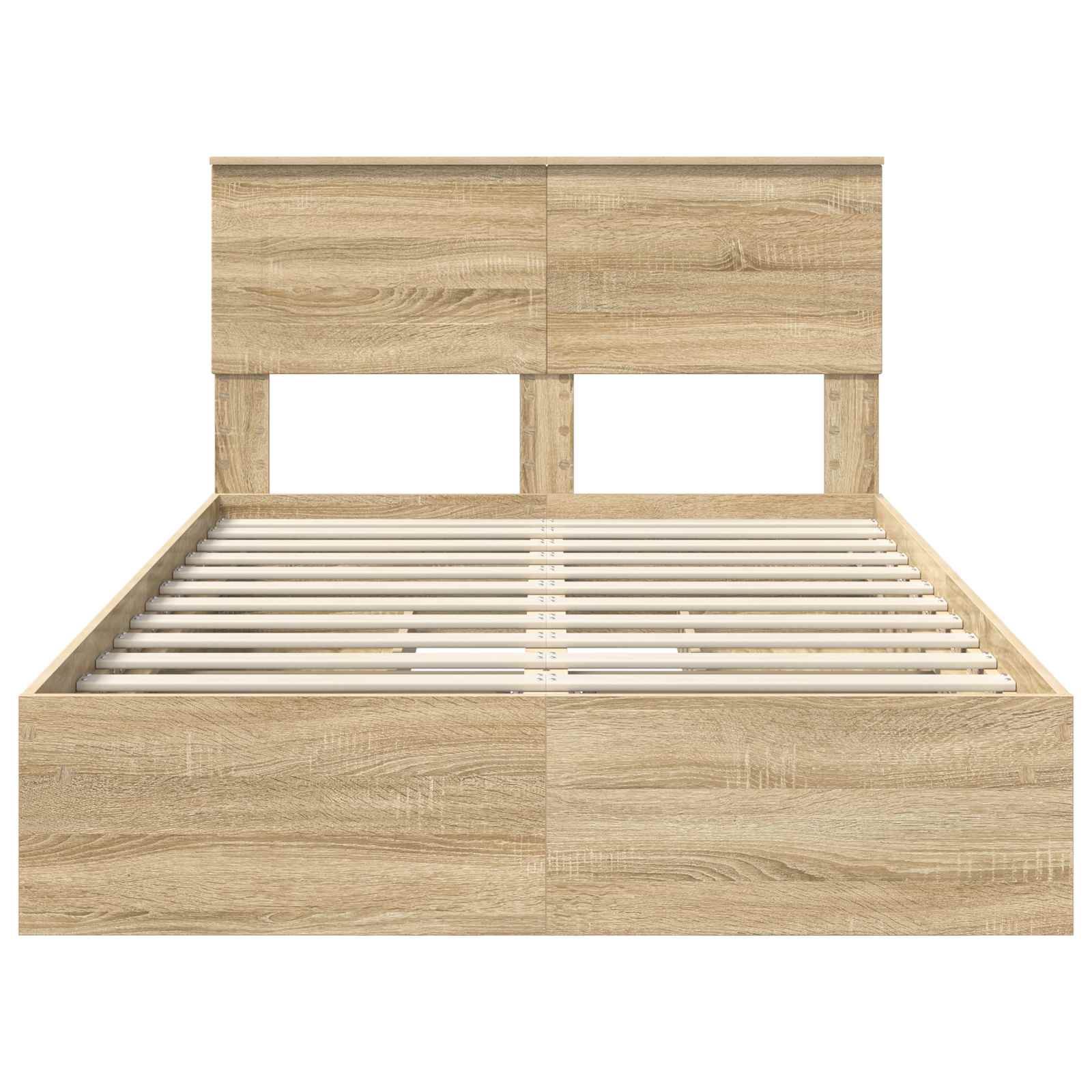 Lit de rangement chêne 135 x 190 cm en panneau de bois - 8