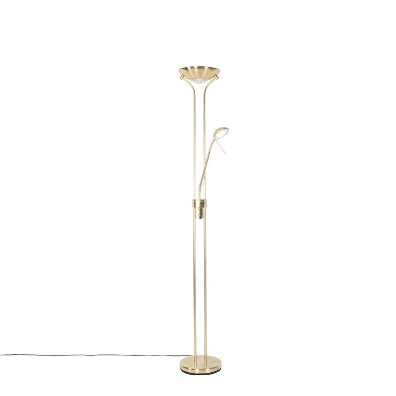 Lampadaire moderne en laiton avec liseuse avec LED Dim to Warm - Diva - 5