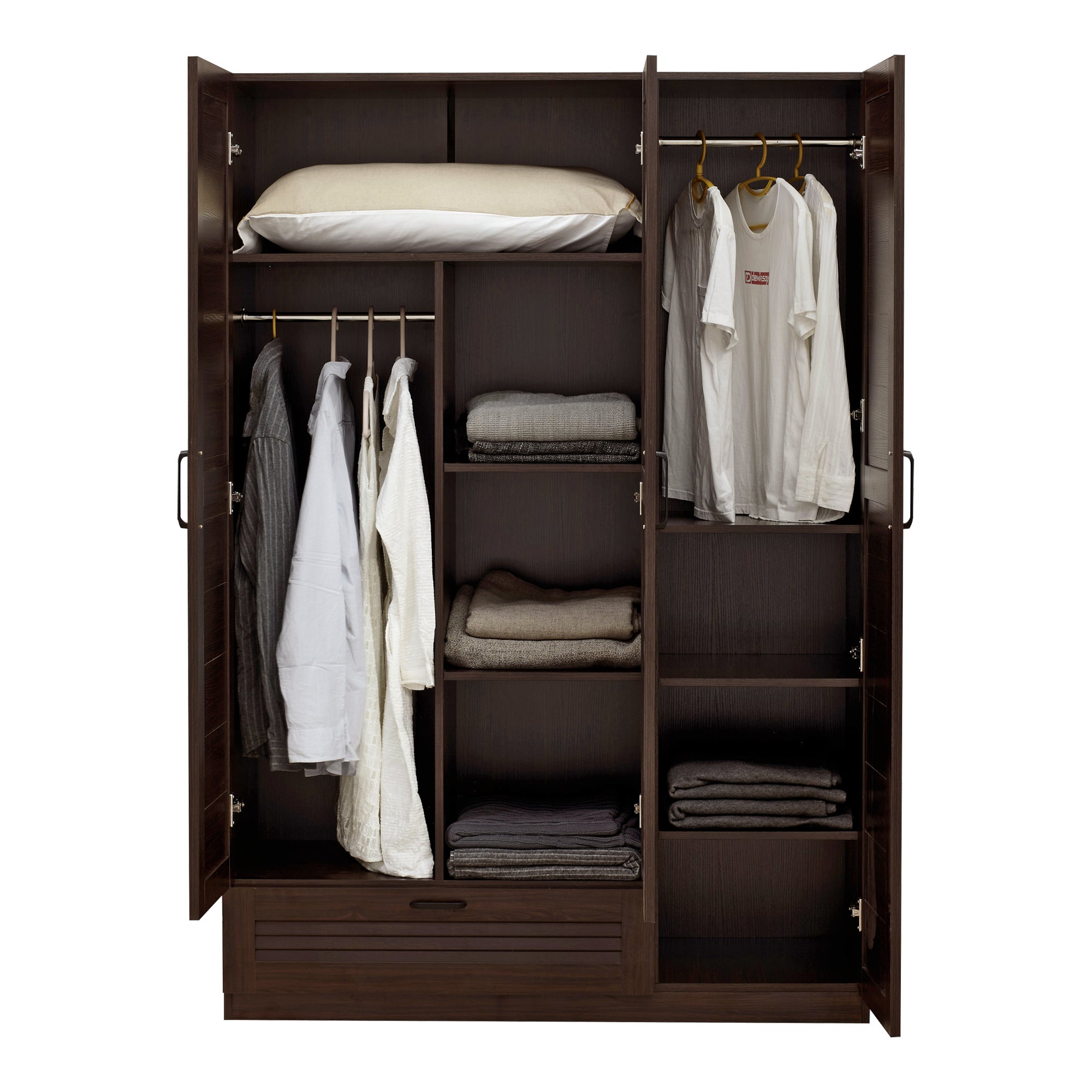 LOKEME Armadio Da 157 Cm, Armadio Portatile Con 4 Aste Appendiabiti, Organizer Per Armadio Con Copertura Grigia, Tubo In Acciaio Da 25 Mm Per Un Montaggio Extra Robusto, Rapido E Facile