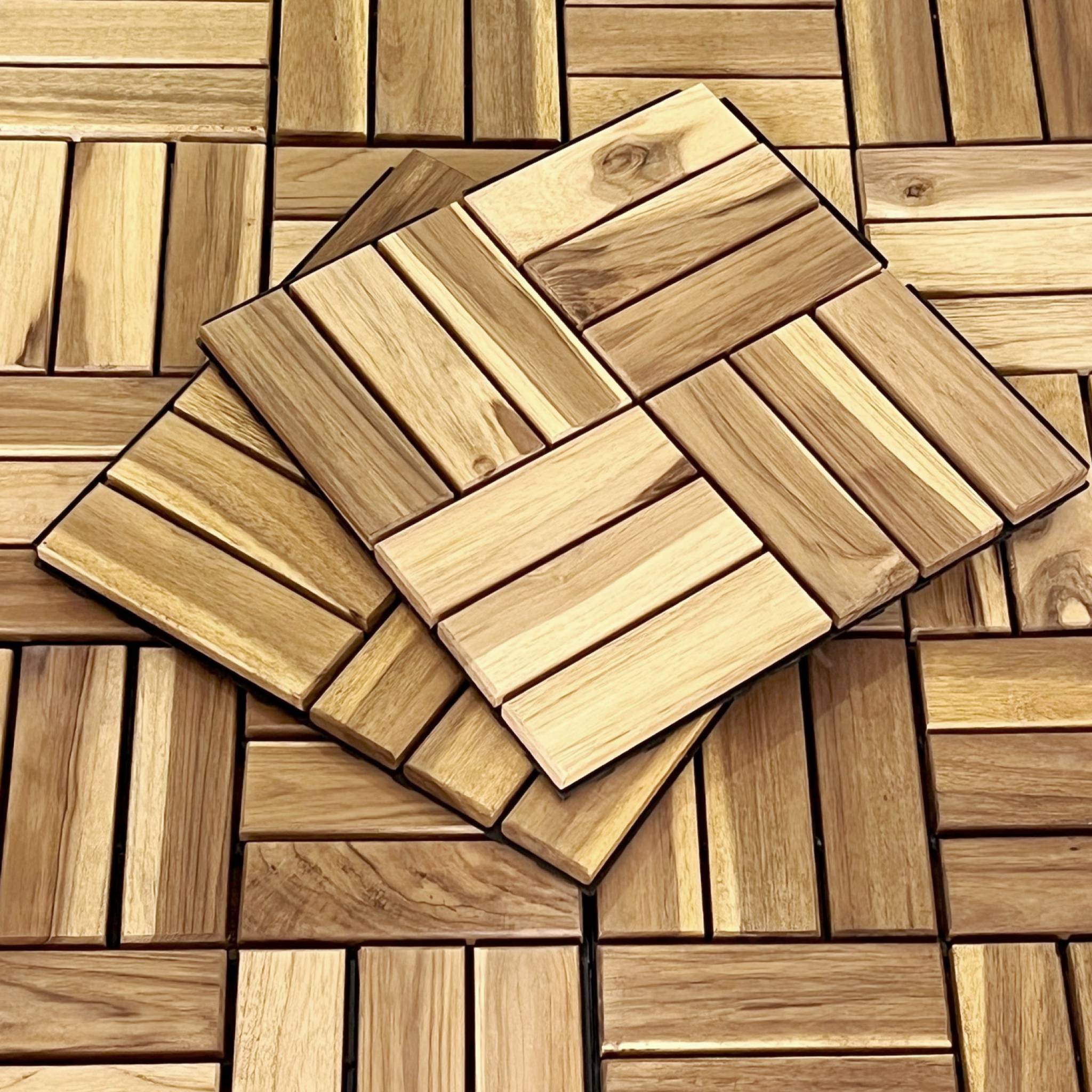 Lot de 36 dalles de terrasses 30x30cm en bois d'acacia. motif carré. clipsables SARRAFO - 6