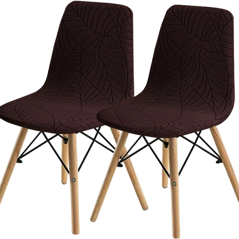 Pokrowiec na krzesło skandynawskie, zdejmowany, nadający się do prania, rozciągliwy, z materiału muszlowego, do jadalni, do kuchni (brązowy, 2 sztuki