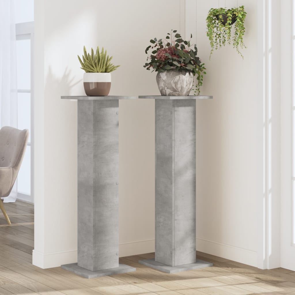 Supports pour plantes 2 pcs gris béton bois d'ingénierie - 3