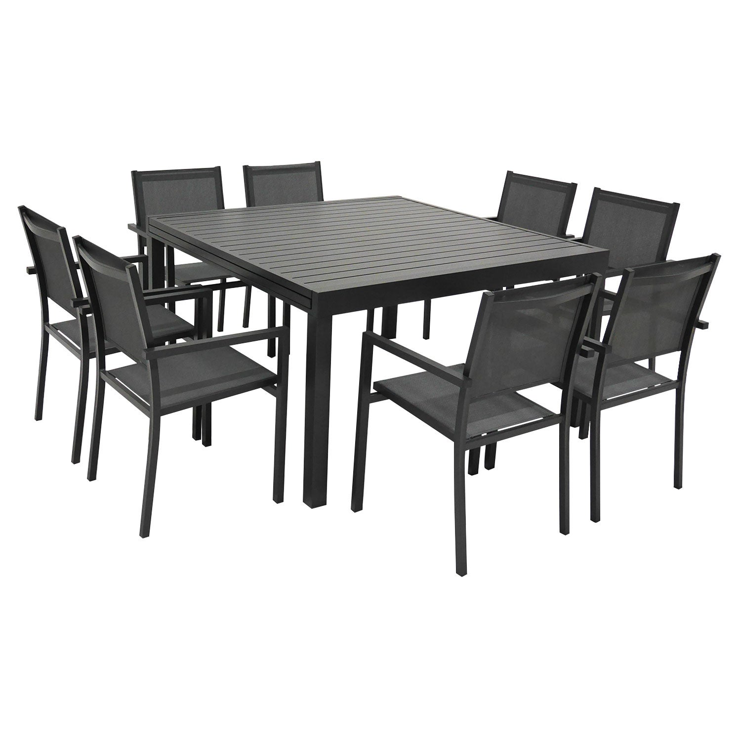 Salon de jardin 10 places gris et aluminium anthracite extensible VENEZIA - 4