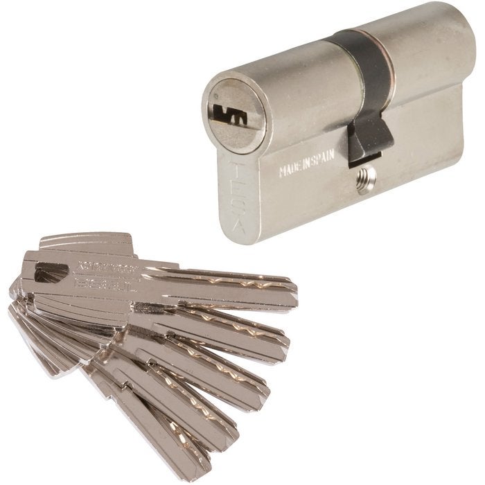 Tesa Seguridad T60 - Cilindro de llave plana reversible, Latonado, 30x30 mm - Cerraduras