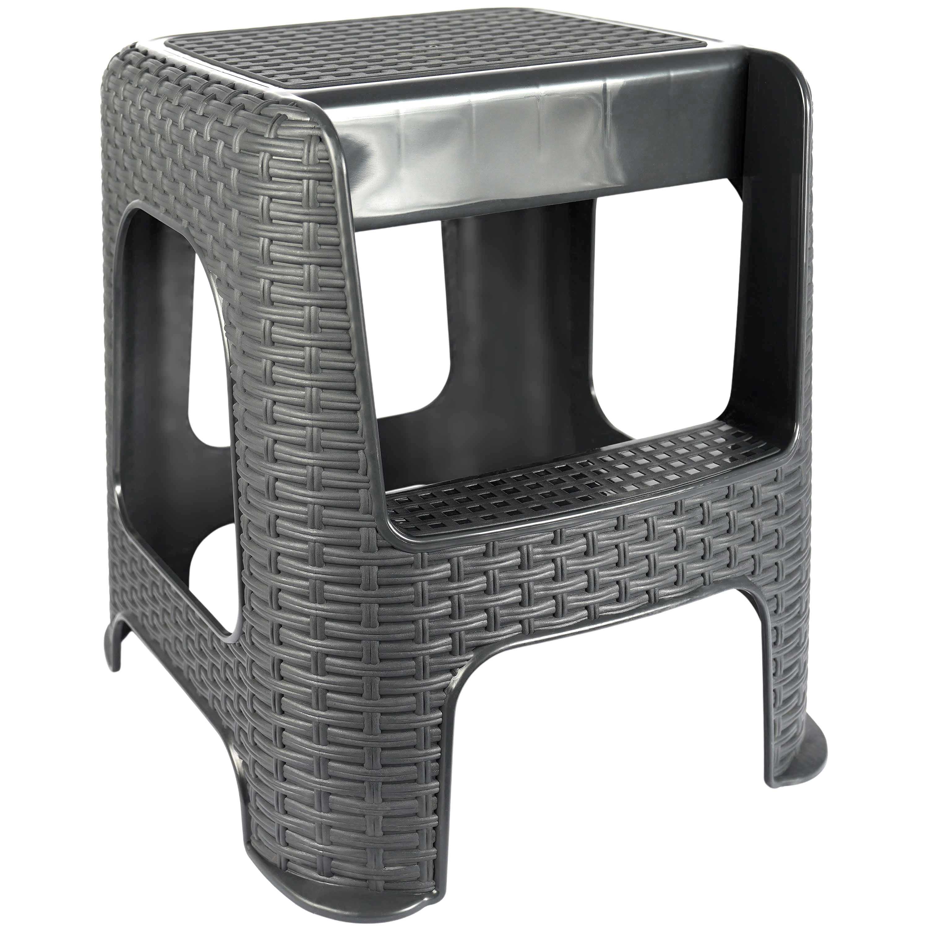 Stołek ze schodkiem Sepio drabinka taboret antypoślizgowy udźwig 160kg