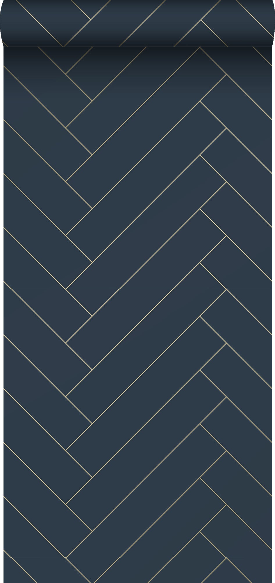 Tapeta motyw jodełki ciemnoniebieskimIzłotym - 53 cm x 10.05 m - ESTAHOME