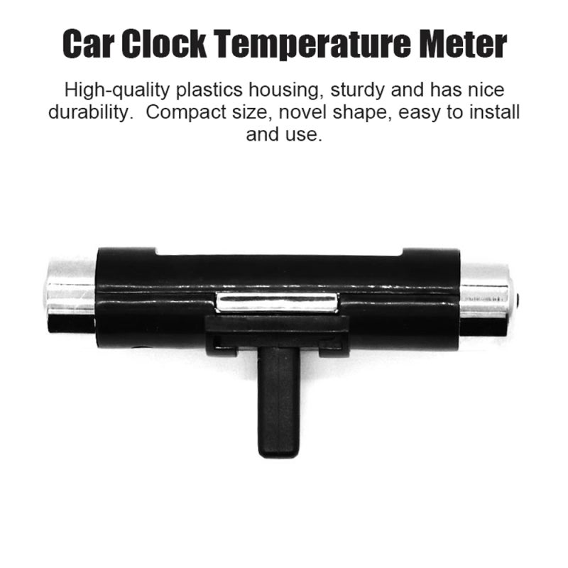 Horloge de voiture 2 en 1, thermomètre numérique à LED avec rétroéclairage bleu, commutation 12h/24h, pour voiture et camion - 6