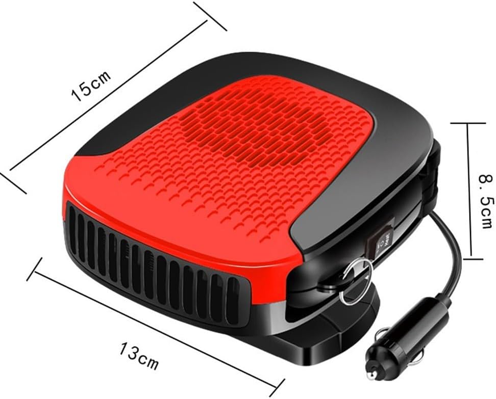 Przenośny ogrzewacz i odmrażacz samochodowy, odmrażacz szyby przedniej 150 W, obrotowy 360°, czerwony - 2