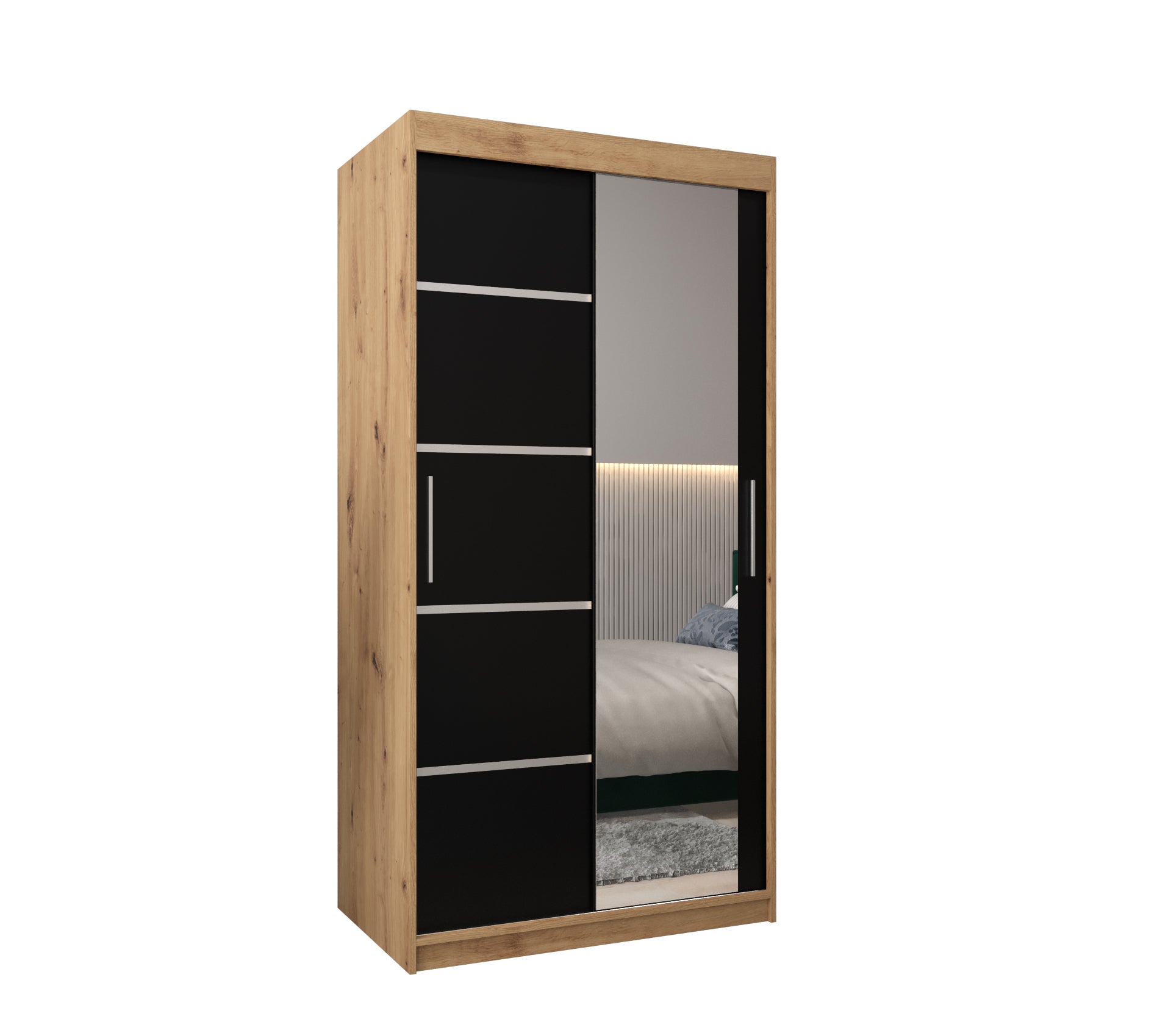 Szafa przesuwna garderoba Verona 2 100 x 62 x 200 cm Artisan + Czarny - Abiks Meble