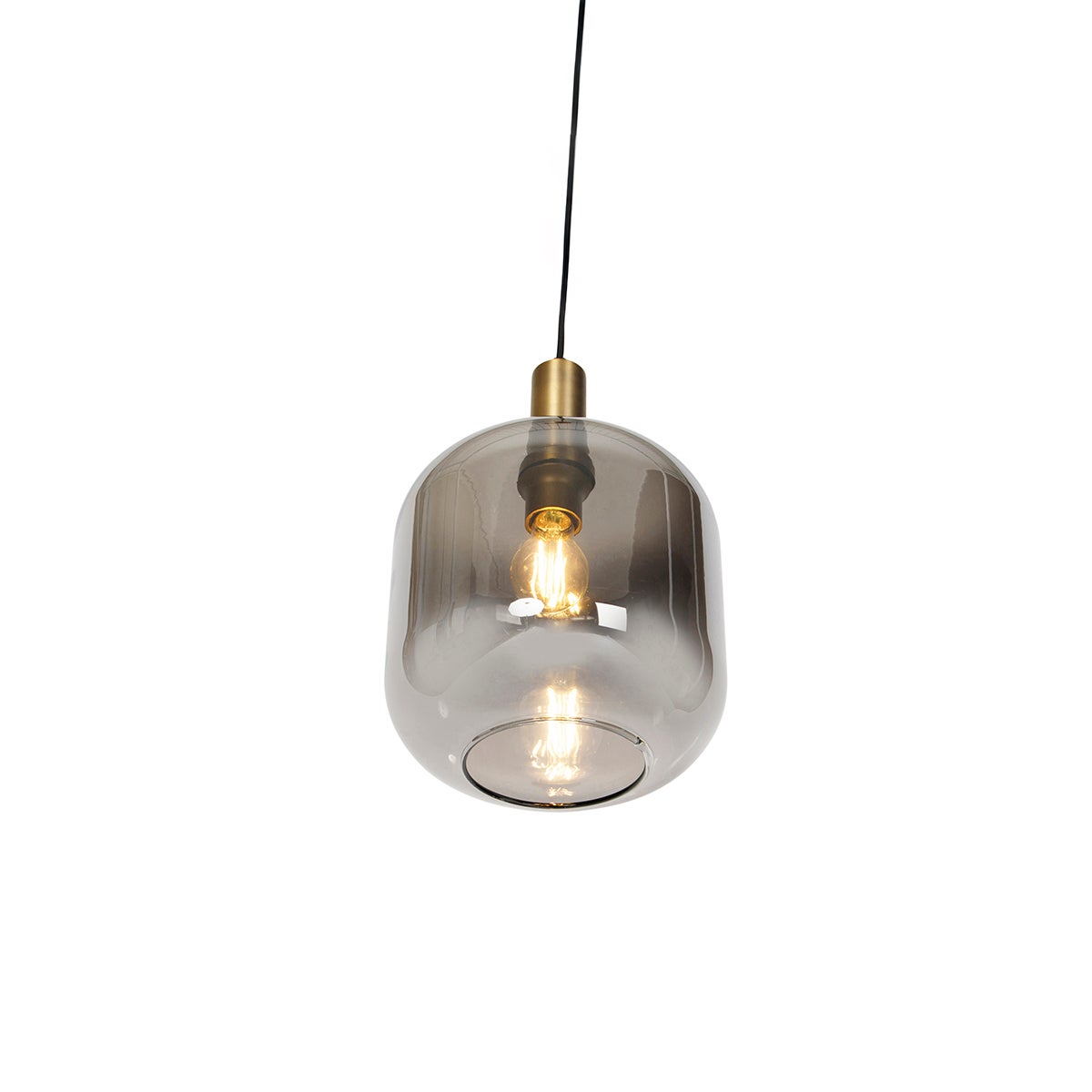 Qazqa design lampe suspendue intelligente - Zuzanna - noir et fumé, rond, ampoule led 7w, e27, 2700k - 6500k, dimmable, 25cm, - 8
