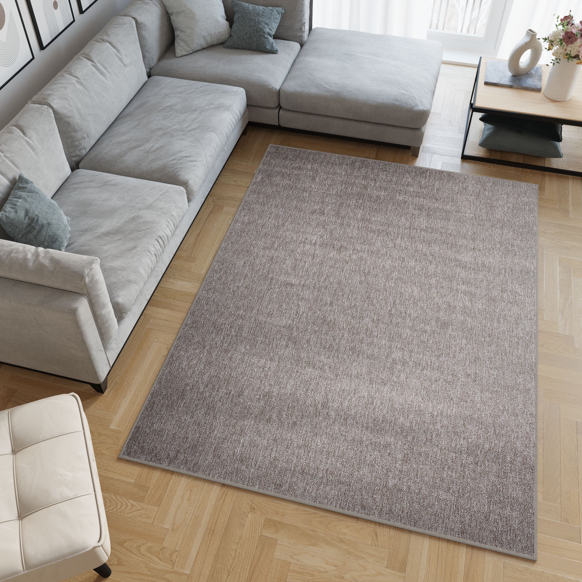 Tapiso nizza alfombra de salón habitación gris plata pelo en bucle fina lisa resistente suave 140 x 200 cm