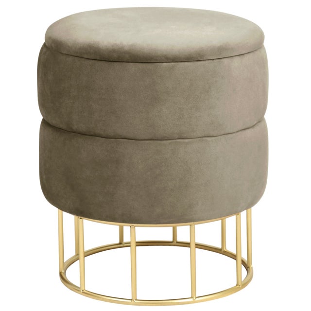 Pouf Contenitore Ottagonale In Velluto Imbottito - Multiuso Con Coperchio, Salvaspazio, Rosa Antico, BIANCHERIAWEB