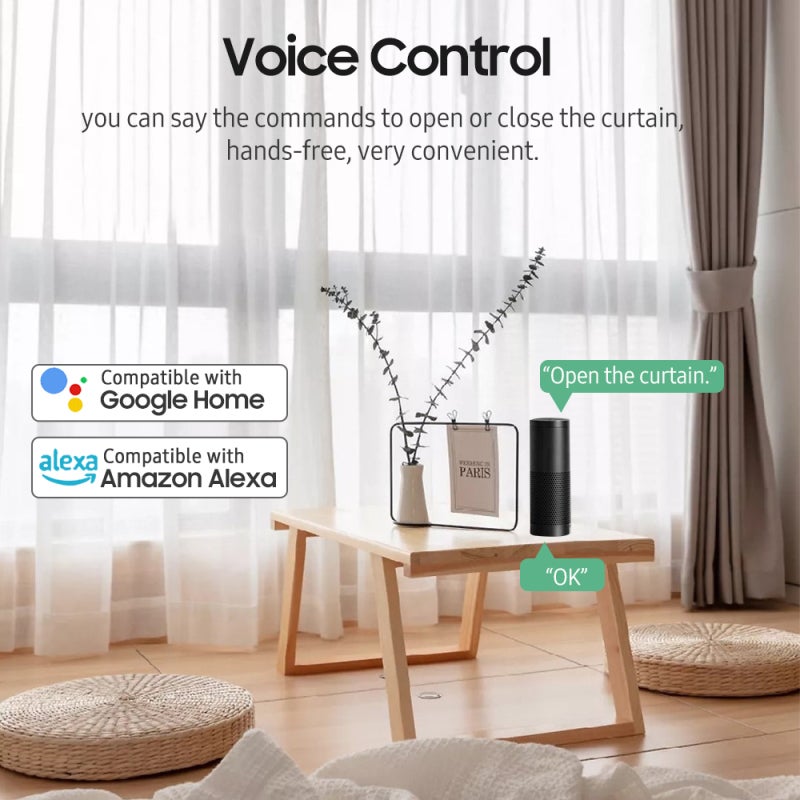 Module de commande de rideaux intelligent Zigbee, télécommande vocale, synchronisation, partage de groupe, compatible avec Echo et Google Home - 4