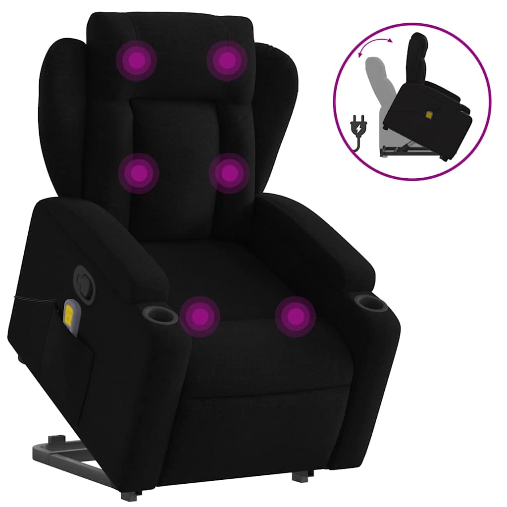 Fauteuil de massage inclinable Noir Tissu - 2