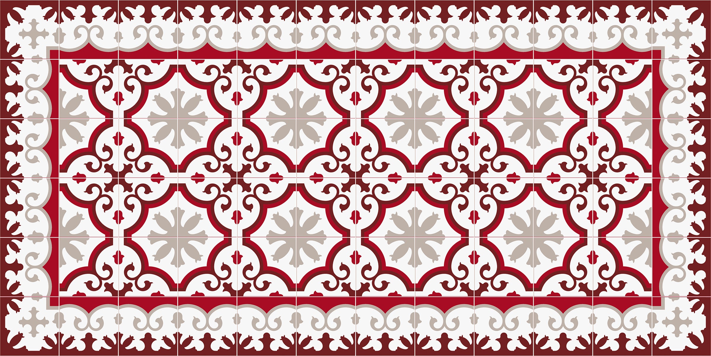 Marsylski dywan winylowy czerwony 50x100 cm - antypoślizgowy PVC, winylowy do kuchni lub salonu, wodoodporny, zmywalny, trudnopalny