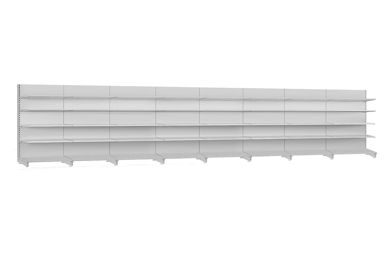 Zestaw 8x Regał przyścienny metalowy sklepowy 125x47x210cm półki 4x47cm komplet wolnostojący jasny szary KTD