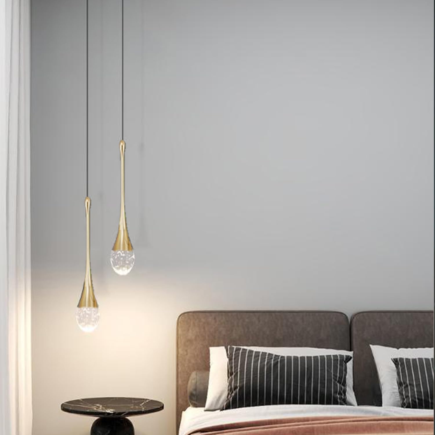 Lustre LED 5W Créatif Suspension Luminaire Moderne en forme de goutte d'eau, Plafonnier en Cristal Lampe Suspendue pour Salon Restaurant Escalier - 5