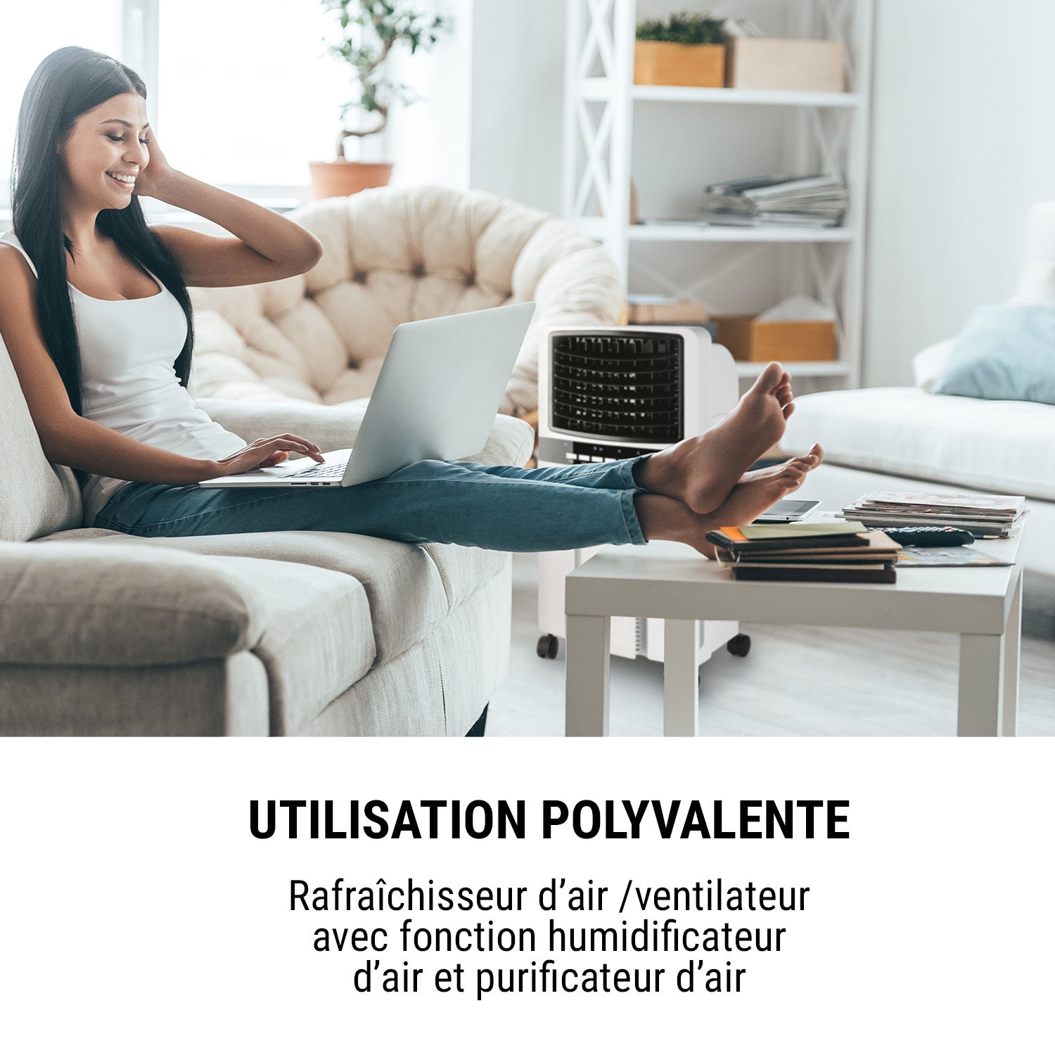 OneConcept Baltic Blue 3-en-1 Rafraîchisseur d'air ventilateur humificateur - télécommande - 4